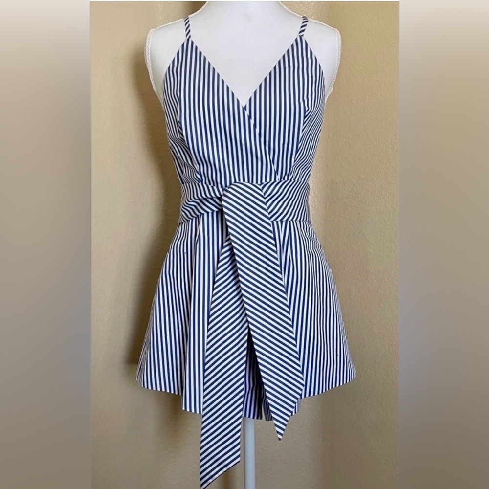 Finders Keepers Blow Your Mind Blue Striped Romper Womens Size Small NWT